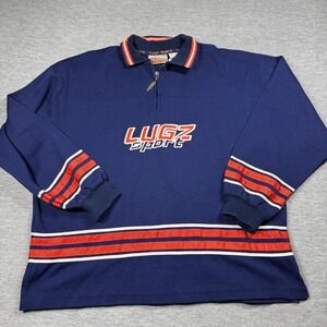 Lugz Sport Sweatshirt Mens L Blue 1/4 Zip Embroidered Logo Athletic Pullover